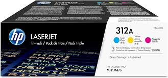 HP 312A Colored Toner Cartridge- CF381A Cyan Magenta Yellow