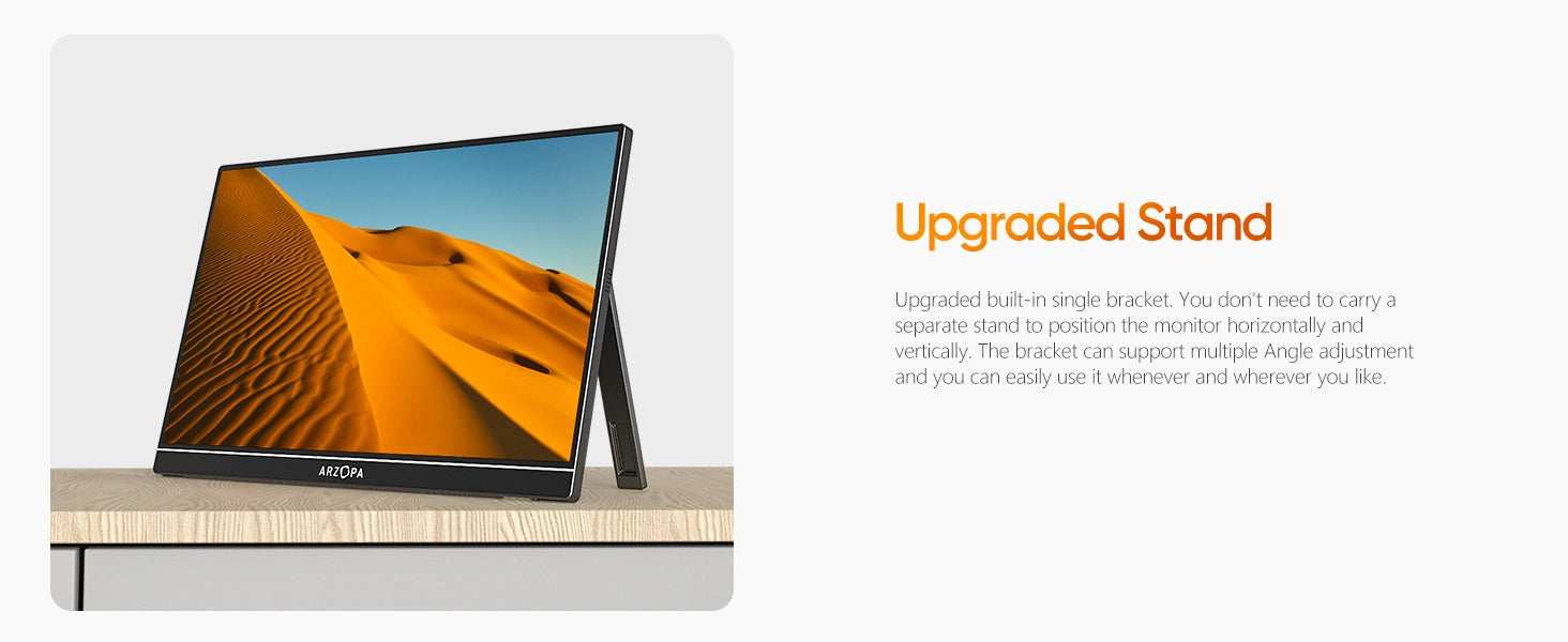 Arzopa A1 Portable Monitor 15.6'' FHD 1080P - Ultra-Slim Portable Laptop Monitor with Kickstand - IPS Display for PC, MAC, Phone, Xbox, PS5 - USB C & HDMI Connectivity