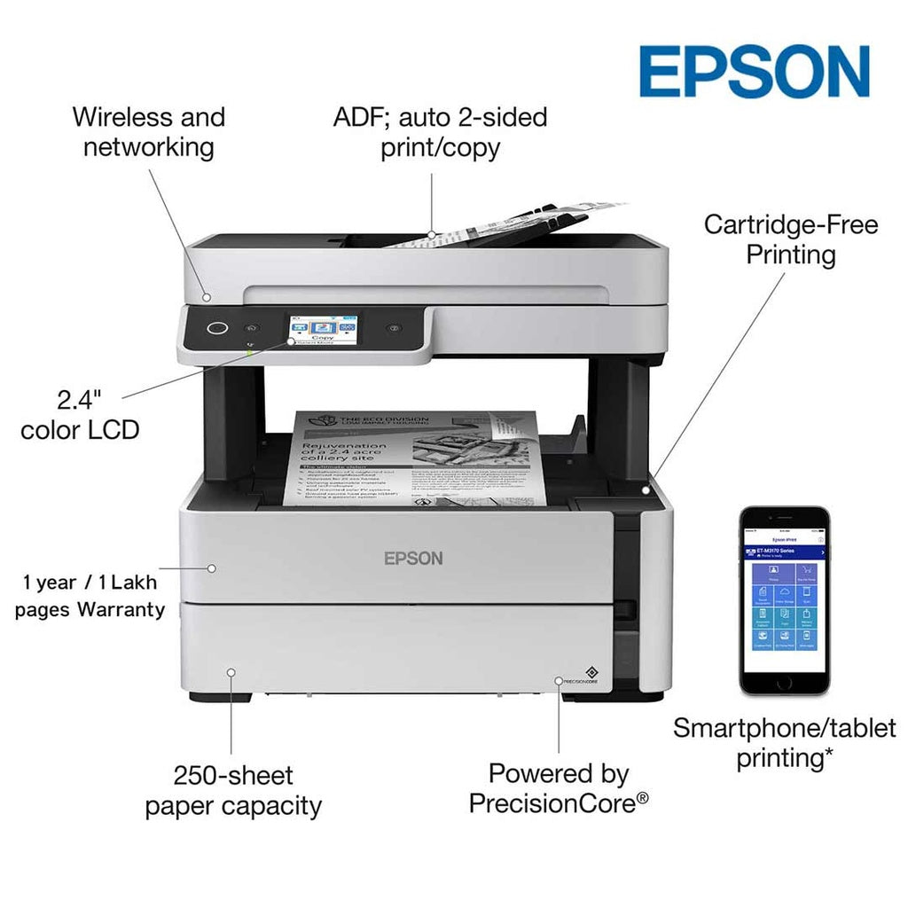 Epson EcoTank Monochrome M3180 All-in-One Duplex Wi-Fi InkTank Printer