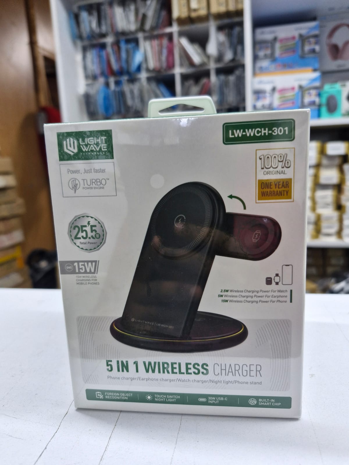 Lightwave LW-WCH-301 15W 5 In 1 Wireless Charger for Phone, Smartwatch and Earbuds charger