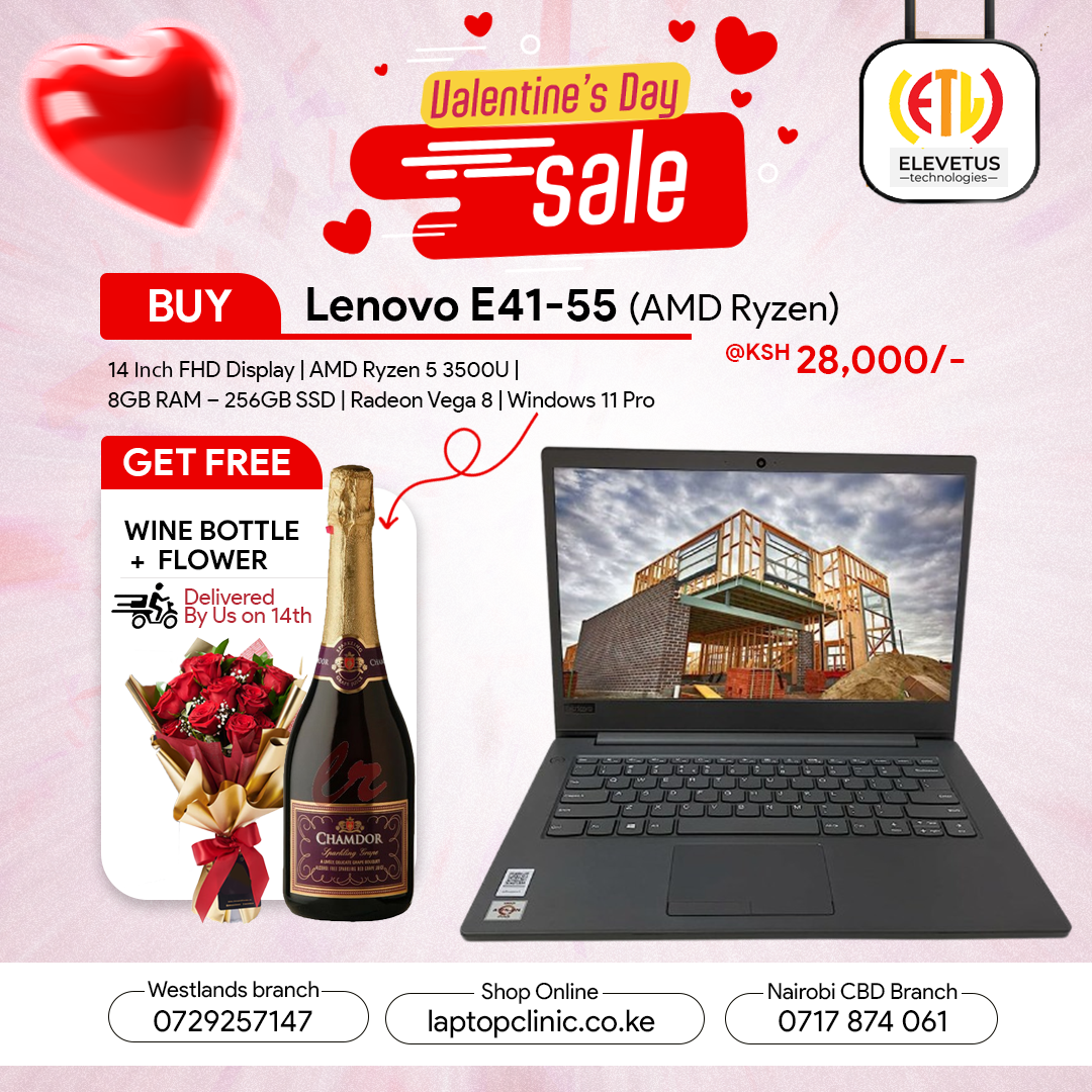 Lenovo E41-55 14" FHD Display AMD Ryzen™ 5 3500U Processor 8GB RAM 256GB SSD Windows 11 Pro