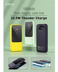 Infinix Power Bank XP07 10,000 mAh 22.5W Thunder Charge built in Lightning, USB C Cables Green