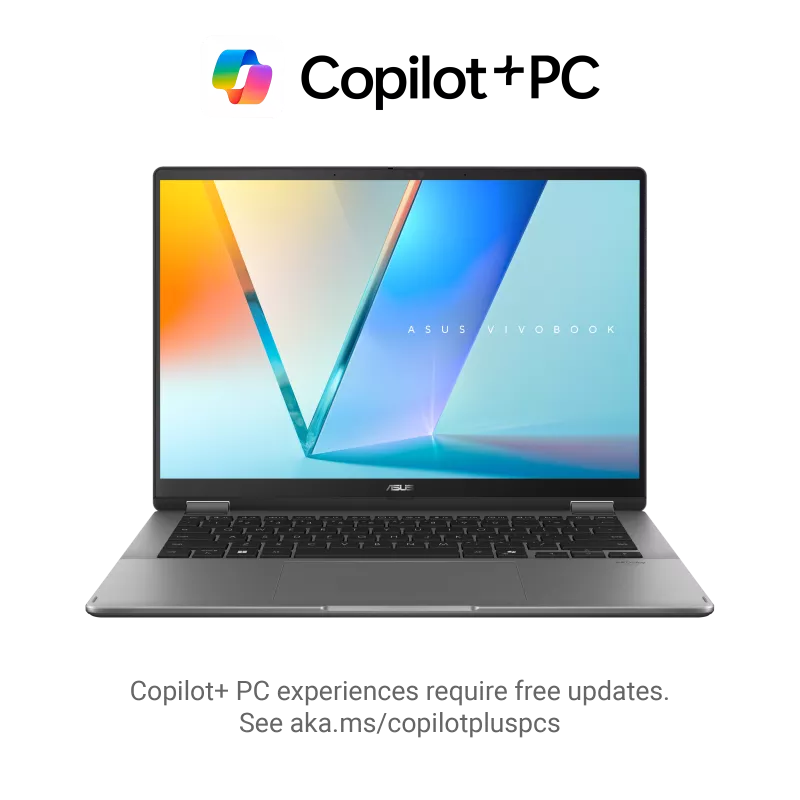 ASUS Vivobook 14 Flip (TP3407SA); Copilot+ PC 14" WUXGA OLED Touch Display Intel® Core™ Ultra 7 256V Processor Intel® AI Boost NPU up to 47TOPS 16GB RAM 512GB SSD Windows 11 TP3407-SG161W