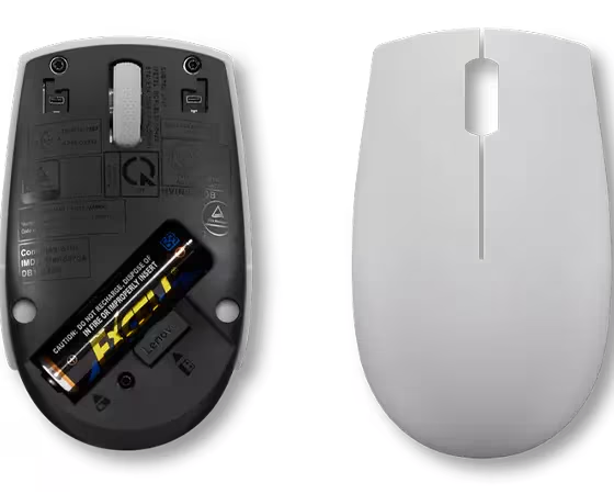 Lenovo 300 Wireless Compact Mouse (Arctic Grey) with battery