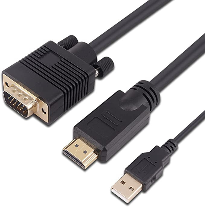 HDMI to VGA Cable 5ft (1.5m) 1080P-Gold Plated-Active Video Adapter-HDMI Digital to VGA Converter Cable-Support