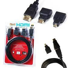 Generic 1.5m 3in1 HDMI to HDMI/Mini/Micro HDMI Adaptor Cable Kit HD for Tablet PC TV-Black