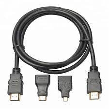 1.5M 3 in 1 HDMI Cable HDMI to Mini Micro HDMI Adapter Cable