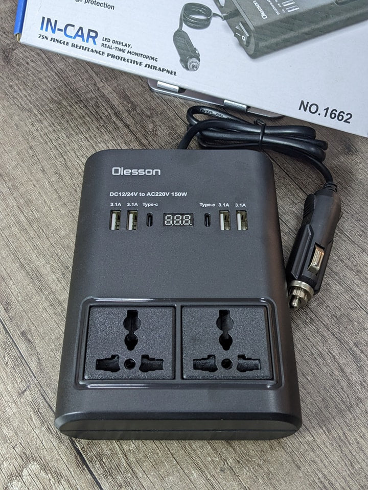 150w Dc 12v to Ac 220v Inverter Auto Voltage With 2 Usb Type-C