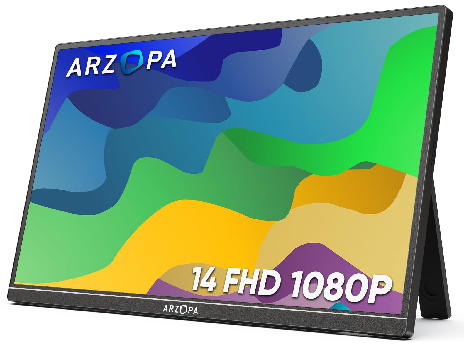 Arzopa A1S Ultra-Thin Portable Monitor with Kickstand, 14.0" Ultra Slim Portable Laptop Monitor FHD 1080P External Display with Dual Speakers Second Screen for Laptop PC Phone Xbox PS4/5 Switch