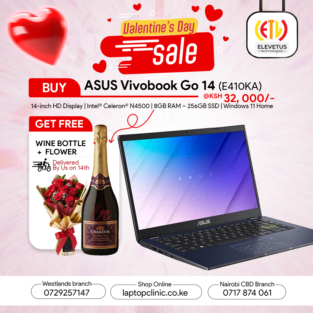 ASUS Vivobook Go 14 14.0-inch FHD, Intel® Celeron® N4500 Processor 8GB RAM 256GB SSD Windows 11 Home E410KA-BV764W