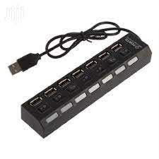 USB 3.0 Hub with 7 Ports and On/Off Switches - Black